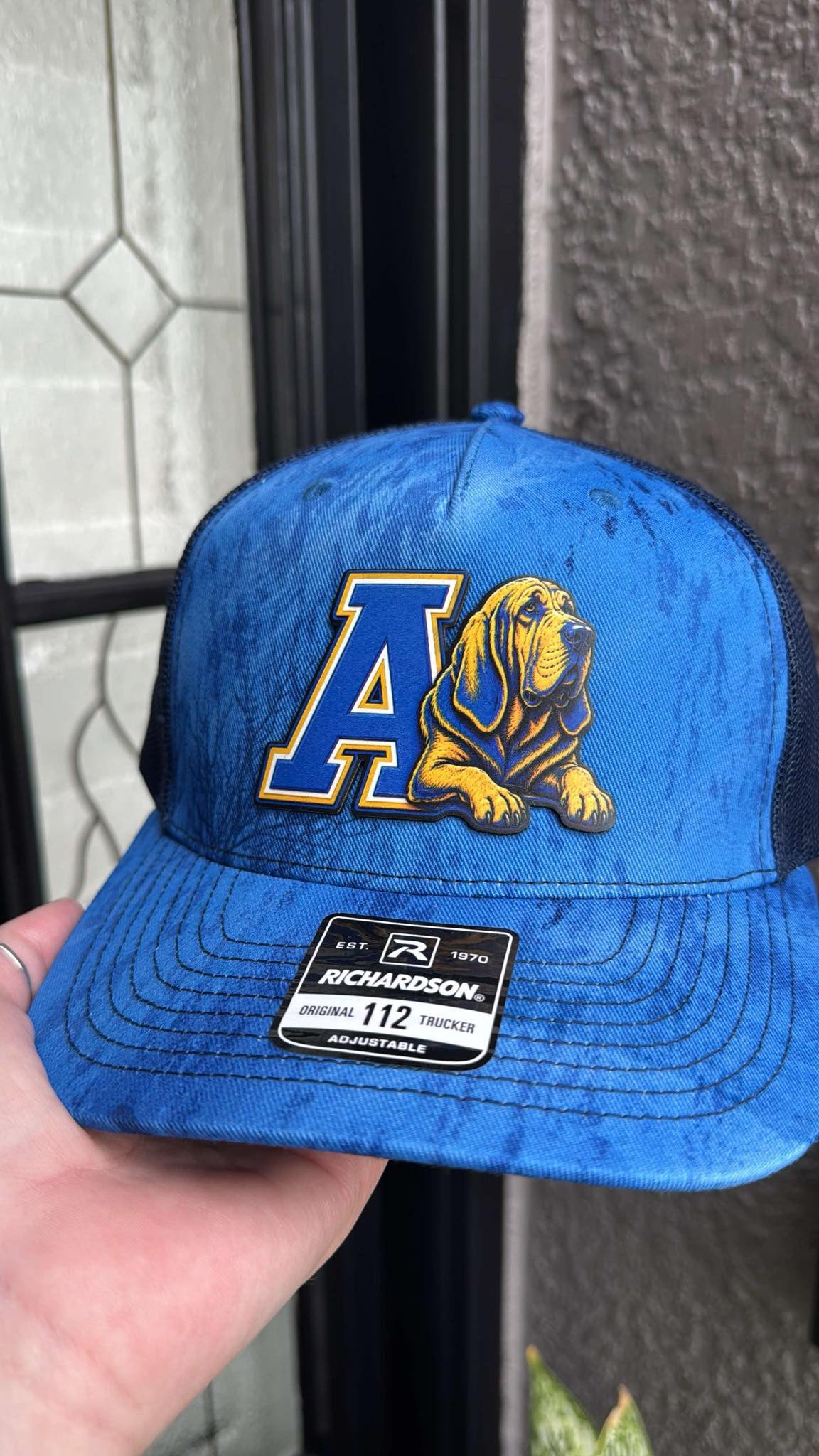 Realtree fishing hat with A and hound patch