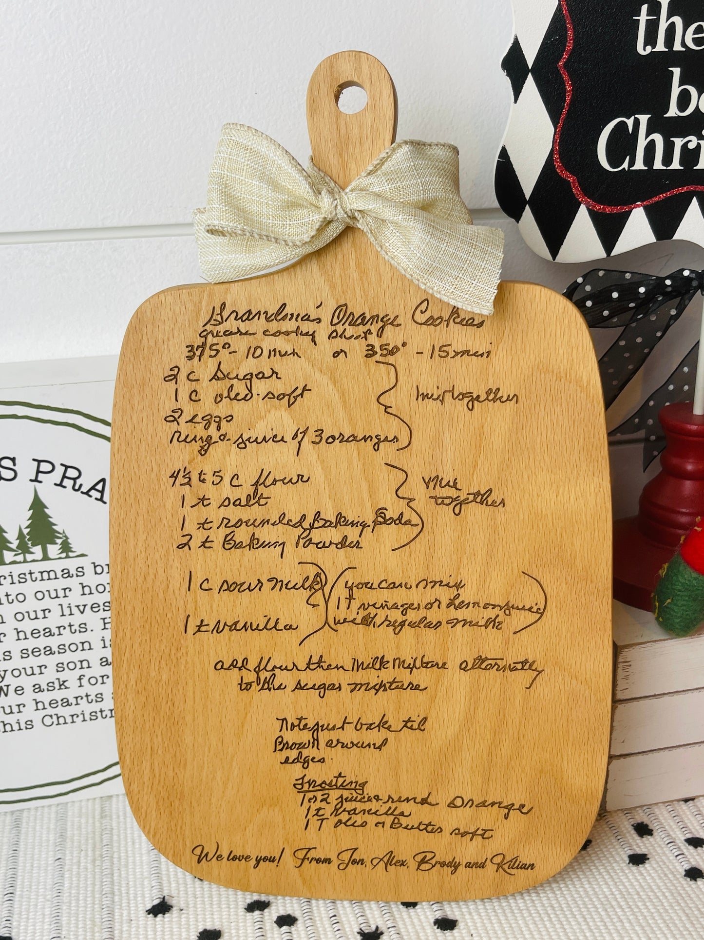 Custom handwritten recipe board